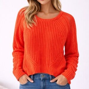 Cloud Chaser Chunky Red Knit Sweater Size Large Cozy Textured Pullover